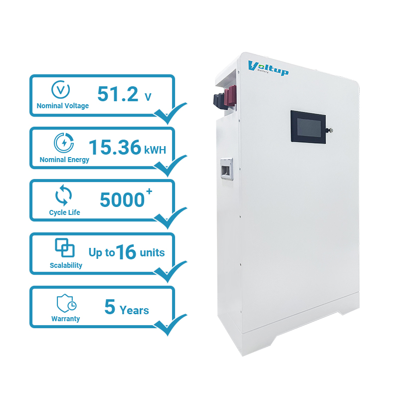 Voltup Factory 15Kwh Home Energy Storage Battery 51.2v 300ah LiFePO4 Floor Standing Type for Home